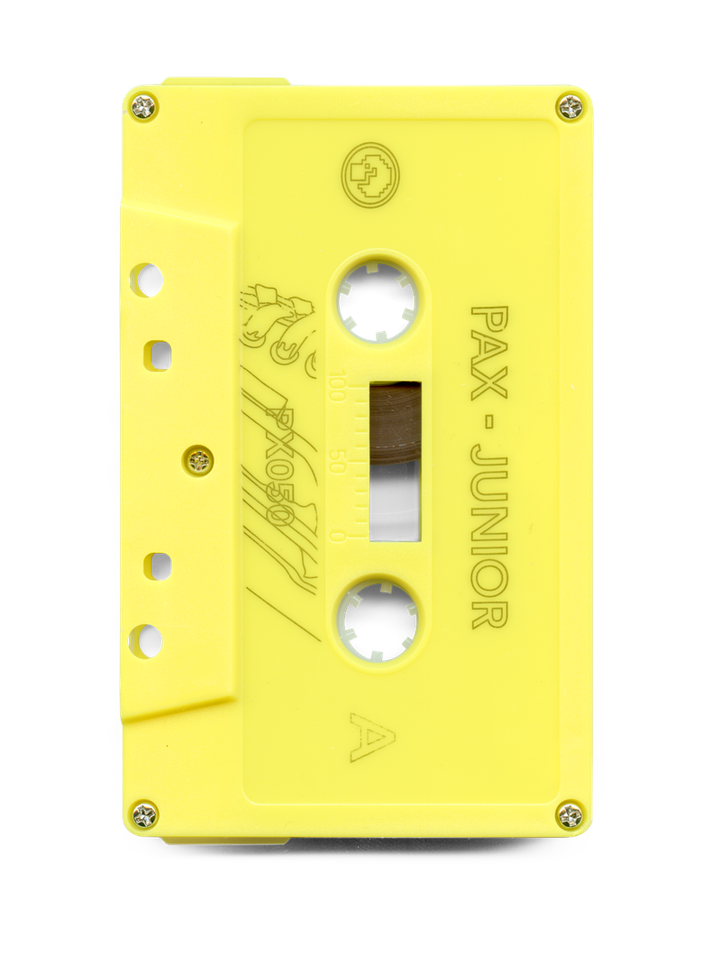 Front of yellow Junior cassette tape shell