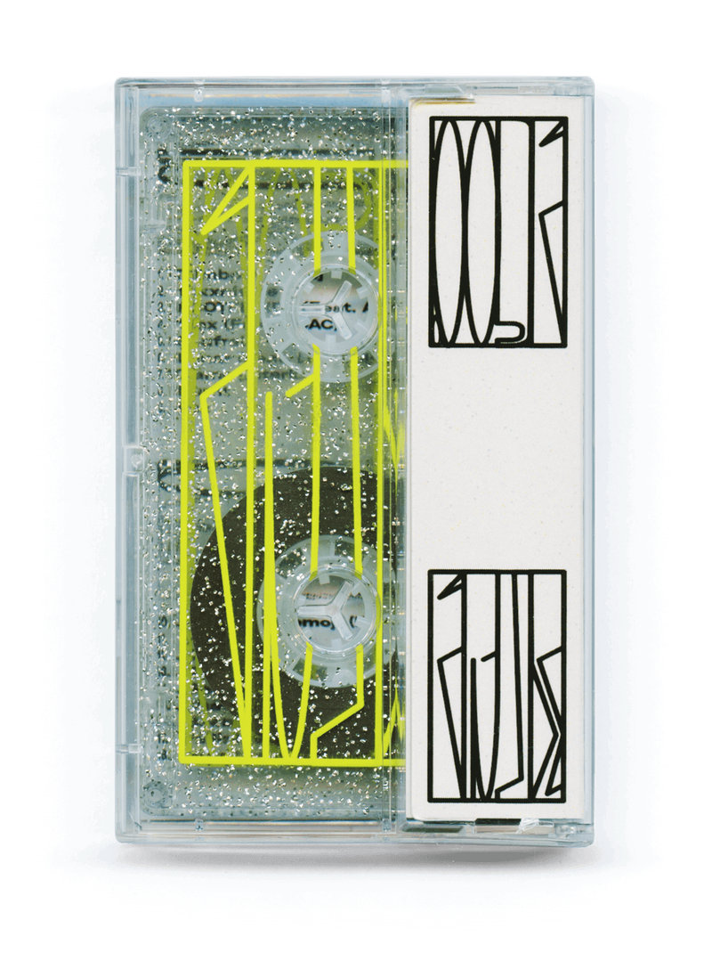 Back of black and white Talmbout cassette tape J-card